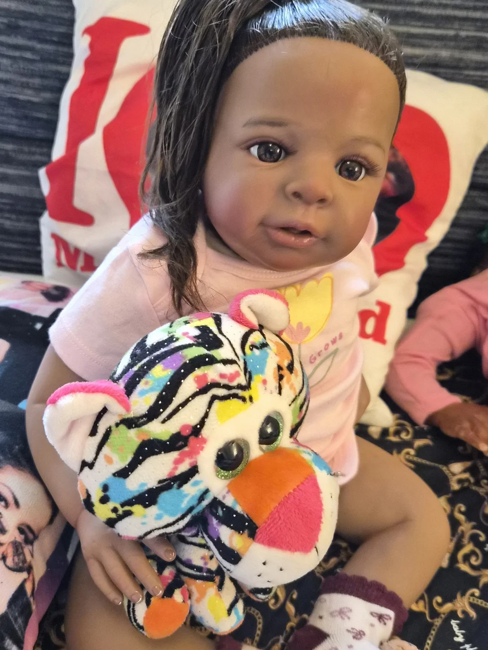 Baby Doll with Pink Outfit and Multicolor Plush Tiger - Kids Toys